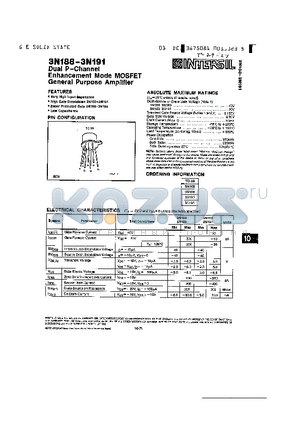 3N191 datasheet - DUAL P CHANNEL ENHANCEMENT MODE MOSFET