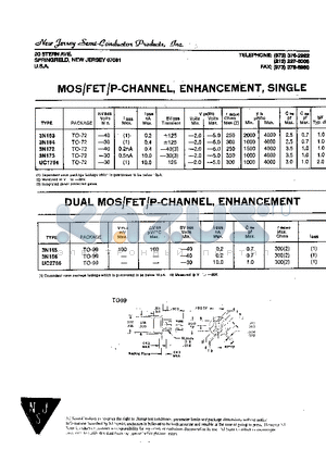 3N172 datasheet - (SINGLE, DUAL) MOS FET P-CHANNEL, ENHANCEMENT