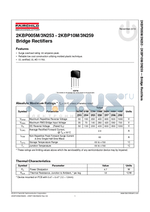 3N253 datasheet - Bridge Rectifiers