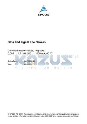 B82790C0474N215 datasheet - Data and signal line chokes