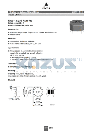 B82791-G14-A12 datasheet - Chokes for Data and Signal Lines