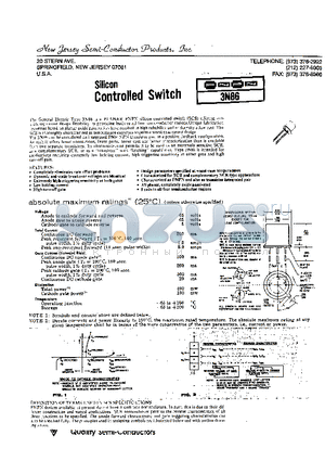 3N86 datasheet - Silicon Controlled Switch