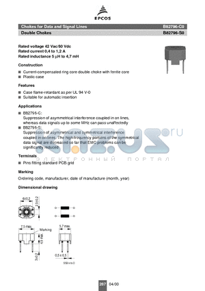 B82796-C0 datasheet - Chokes for Data and Signal Lines
