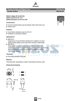 B82796-C0113-N201 datasheet - Chokes for Data and Signal Lines