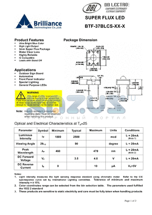 BTF-37BLCS-B6-S datasheet - SUPER FLUX LED