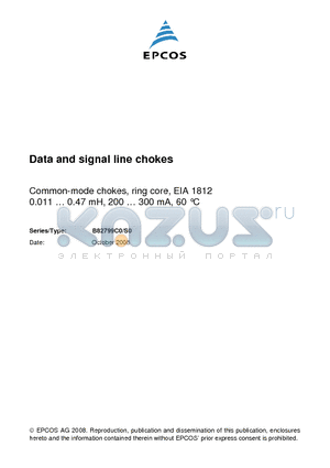 B82799C0104N001 datasheet - Data and signal line chokes