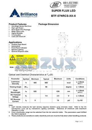 BTF-57NRCS-O2-O datasheet - SUPER FLUX LED