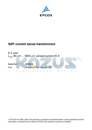 B82801B datasheet - SMT current sense transformers