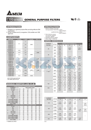 03DBAW5 datasheet - GENERAL PURPOSE FILTERS