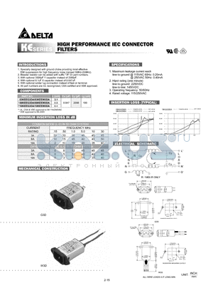 03KEEG3DA datasheet - HIGH PERFORMANCE IEC CONNECTOR FILTERS