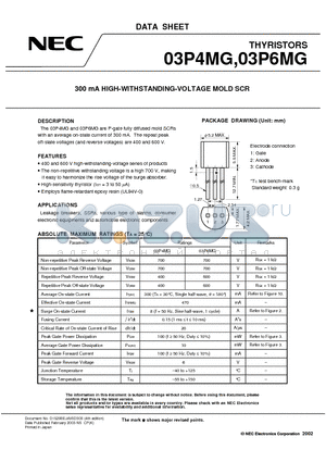 03P4MG datasheet - 300 mA HIGH-WITHSTANDING-VOLTAGE MOLD SCR