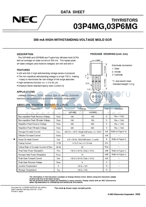 03P6MG datasheet - 300 mA HIGH-WITHSTANDING-VOLTAGE MOLD SCR