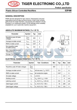 03P4M datasheet - Plastic Silicon Controlled Rectifiers