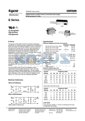 03VQ3 datasheet - Highest Performance RFI Filters for Switching Power Supply Emissions down to 10 kHz