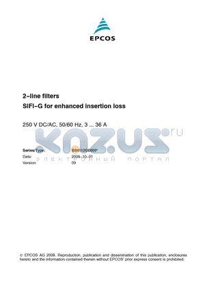 B84112G0000B030 datasheet - 2−line filters SIFI−G for enhanced insertion loss