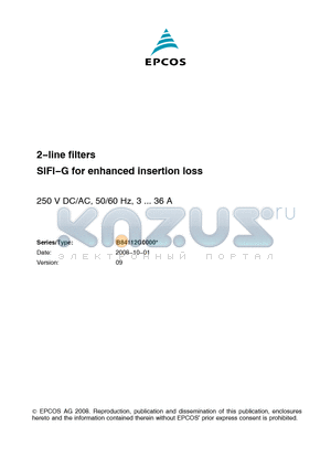 B84112G0000B060 datasheet - 2−line filters SIFI−G for enhanced insertion loss
