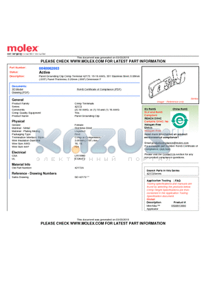 040-06-2003 datasheet - Panel Grounding Clip Crimp Terminal 42172, 16-18 AWG, 301 Stainless Steel, 0.89mm (.035