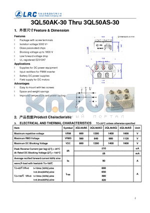 3QL50AK datasheet - Package with screw terminals Glass passivated chips