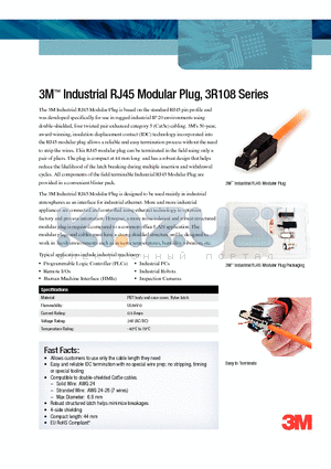 3R108 datasheet - 3M Industrial RJ45 Modular Plug