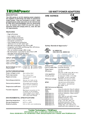 3RE-12-96 datasheet - 120 WATT POWER ADAPTERS