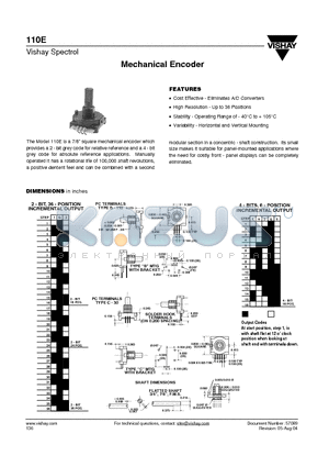 110E1G48F204PP datasheet - Mechanical Encoder