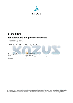 B84142C0180S081 datasheet - 2line filters for converters and power electronics