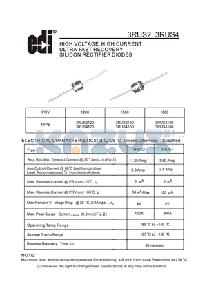3RUS2150 datasheet - HIGH VOLTAGE, HIGH CURRENT ULTRA-FAST RECOVERY SILICON RECTIFIER DIODES