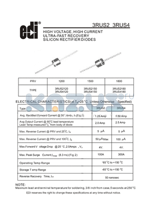 3RUS4180 datasheet - HIGH VOLTAGE, HIGH CURRENT ULTRA-FAST RECOVERY SILICON RECTIFIER DIODES