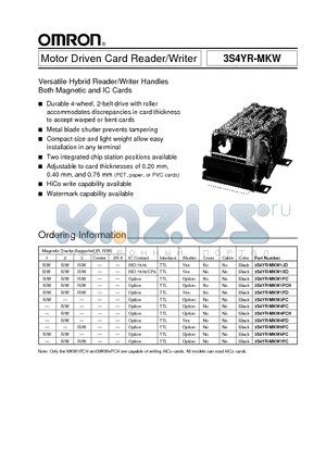 3S4YR-MKW datasheet - Motor Driven Card Reader/Writer