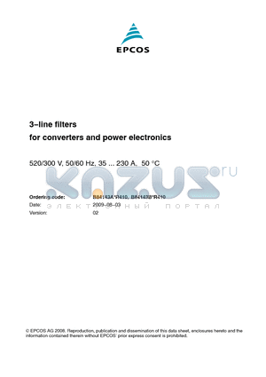 B84143A0035R410 datasheet - 3−line filters for converters and power electronics