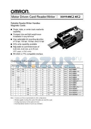 3S4YR-MMW1 datasheet - Motor Driven Card Reader/Writer