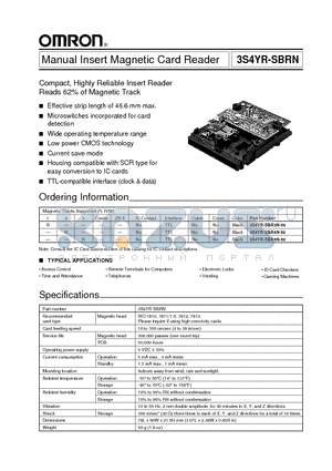 3S4YR-SBR3N-50 datasheet - Manual Insert Magnetic Card Reader