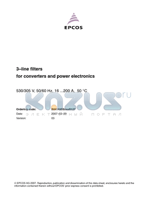 B84143D0025R127 datasheet - 3-line filters for converters and power electronics