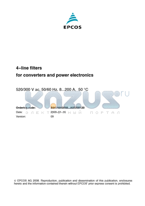 B84144A0025R120 datasheet - 4−line filters for converters and power electronics