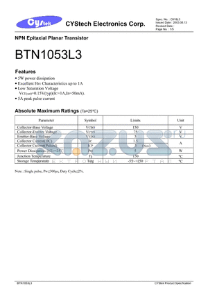 BTN1053L3 datasheet - NPN Epitaxial Planar Transistor