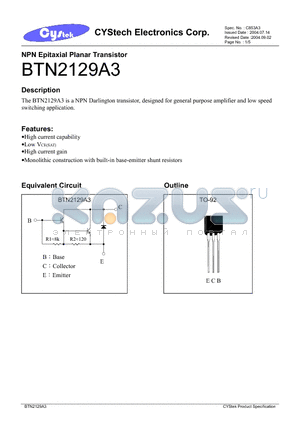 BTN2129A3 datasheet - NPN Epitaxial Planar Transistor