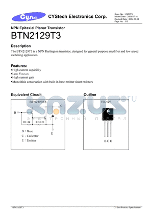 BTN2129T3 datasheet - NPN Epitaxial Planar Transistor