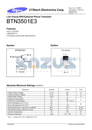 BTN3501E3 datasheet - High Speed Switching diode