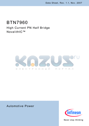 BTN7960 datasheet - High Current PN Half Bridge NovalithIC