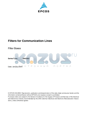 B84299G datasheet - Filters for Communication Lines