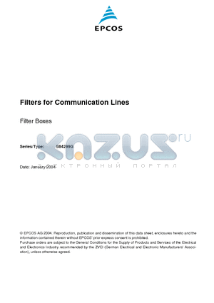 B84299G0152A datasheet - Filters for Communication Lines