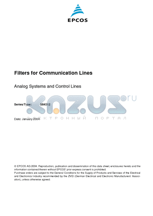 B84312C0030B003 datasheet - Filters for Communication Lines