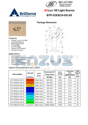 BTP-53BGCH-XX-15 datasheet - BriLux 1W Light Source