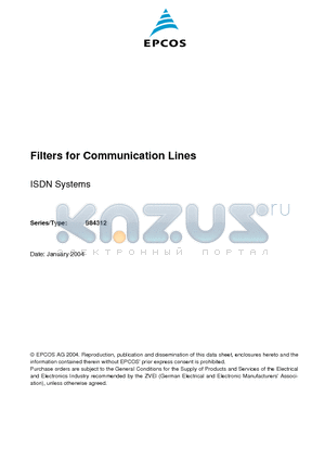 B84312C0060B001 datasheet - Filters for Communication Lines