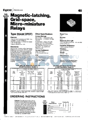 3SAM6001H datasheet - Magnetic-latching Grid-space Micro-miniature Relays