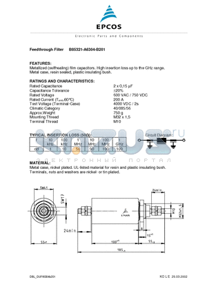 B85321-A6304-B201 datasheet - Metallized (selfhealing) film capacitors