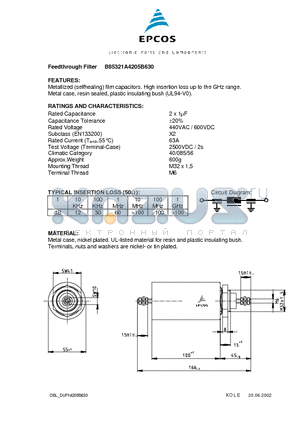 B85321A4205B630 datasheet - Metallized (selfhealing) film capacitors