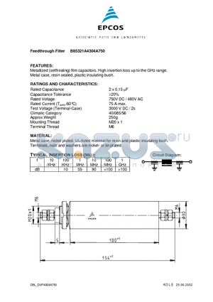 B85321A4304A750 datasheet - Metallized (selfhealing) film capacitors