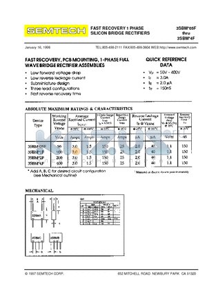 3SBM2F datasheet - FAST RECOVERY 1 PHASE SILICON BRIDGE RECTIFIERS