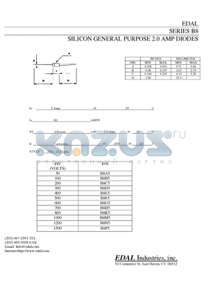 B8A5 datasheet - SILICON GENERAL PURPOSE 2.0 AMP DIODES